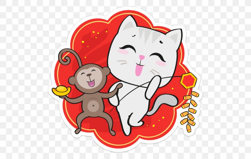 Chinese New Year Sticker Clip Art, PNG, 520x520px, Watercolor, Cartoon, Flower, Frame, Heart Download Free