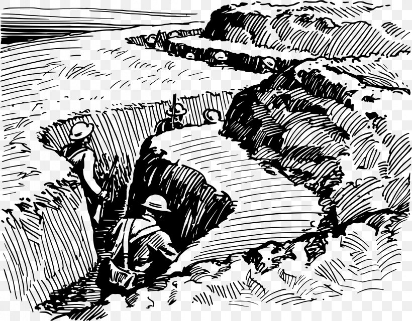First World War Trench Warfare Clip Art, PNG, 2380x1860px, First World War, Art, Automotive Design, Black And White, Cartoon Download Free
