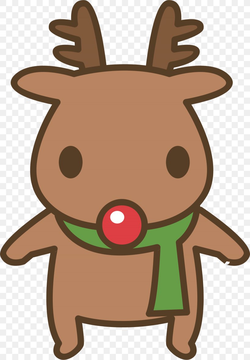 Reindeer Rudolph Clip Art Illustration, PNG, 1640x2361px, Reindeer, Antler, Cartoon, Christmas Day, Deer Download Free