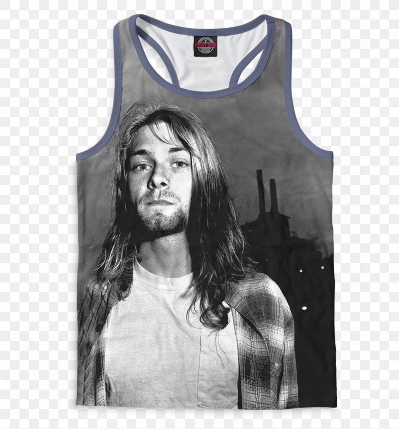Kurt Cobain T-shirt Sleeveless Shirt Grunge Nirvana, PNG, 1115x1199px, Kurt Cobain, Active Tank, Artist, Black And White, Brand Download Free