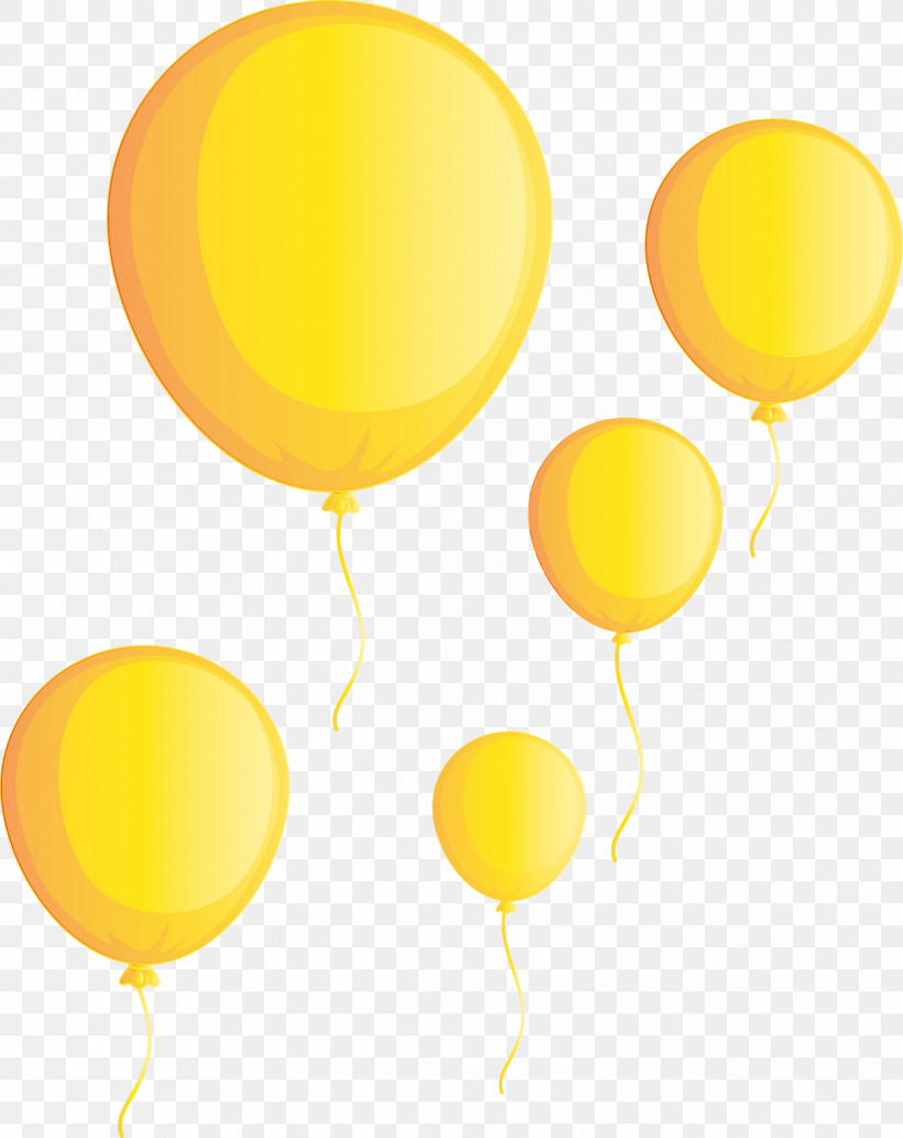 Yellow Balloon, PNG, 2381x3000px, Balloon, Paint, Watercolor, Wet Ink, Yellow Download Free