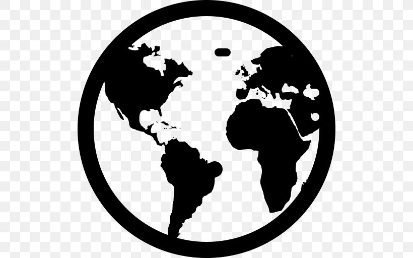 Globe World Map, PNG, 512x512px, Globe, Artwork, Black And White, Early World Maps, Happiness Download Free