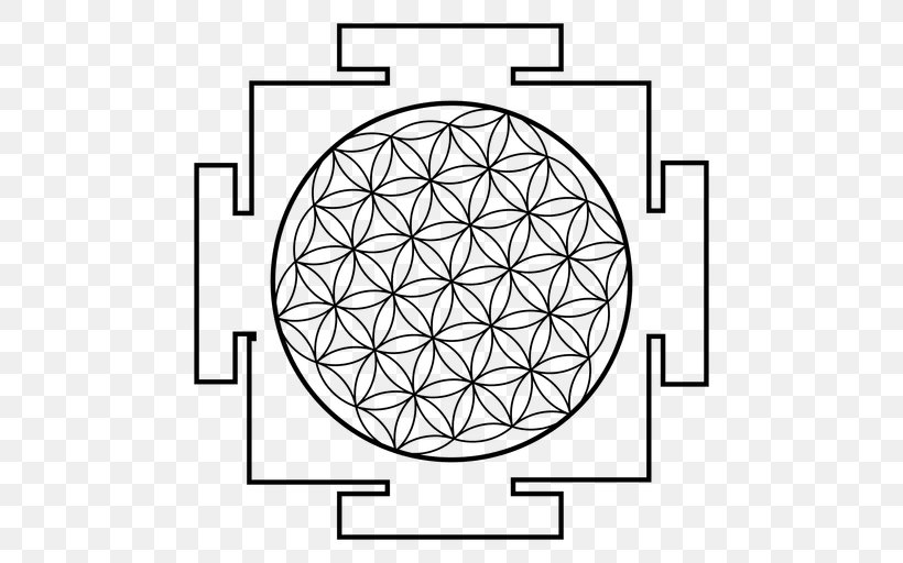 Circle Sacred Geometry Yantra Symbol, PNG, 512x512px, Sacred Geometry, Area, Black And White, Diagram, Geometry Download Free