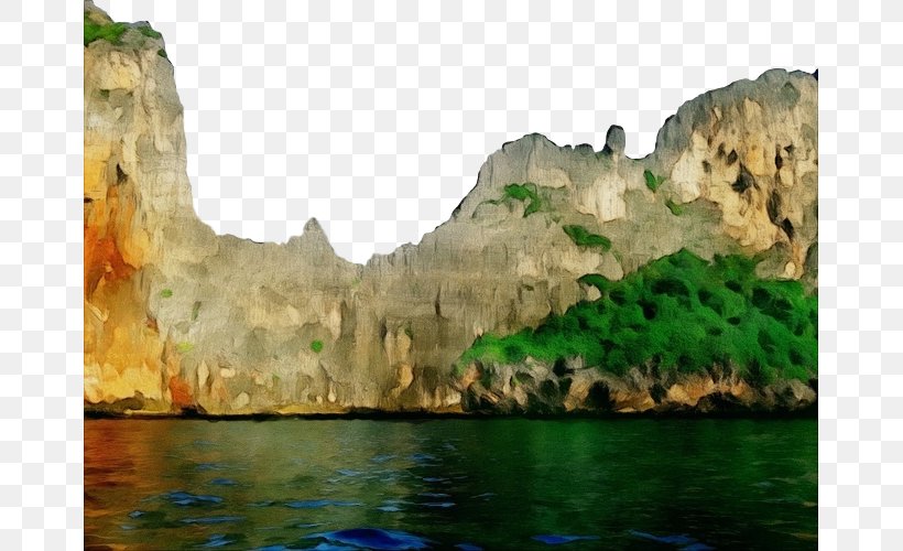 Natural Landscape Body Of Water Nature Cliff Formation, PNG, 667x500px, Watercolor, Body Of Water, Cliff, Coastal And Oceanic Landforms, Formation Download Free