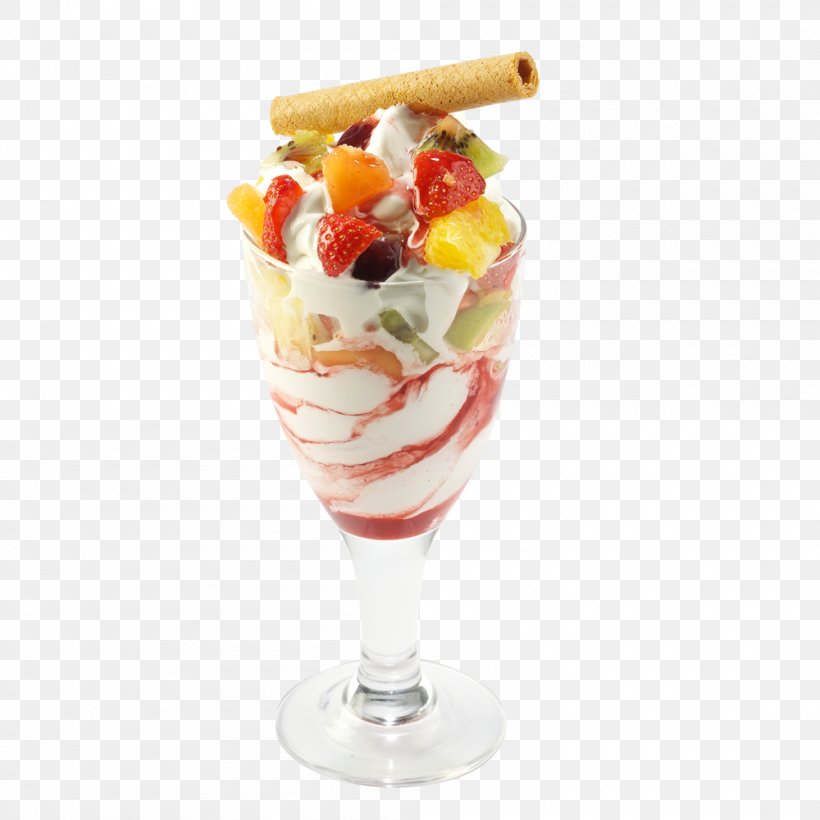 Sundae Ice Cream Fruit Salad Milkshake Frozen Yogurt, PNG, 1000x1000px, Sundae, Cholado, Cranachan, Cream, Dairy Product Download Free