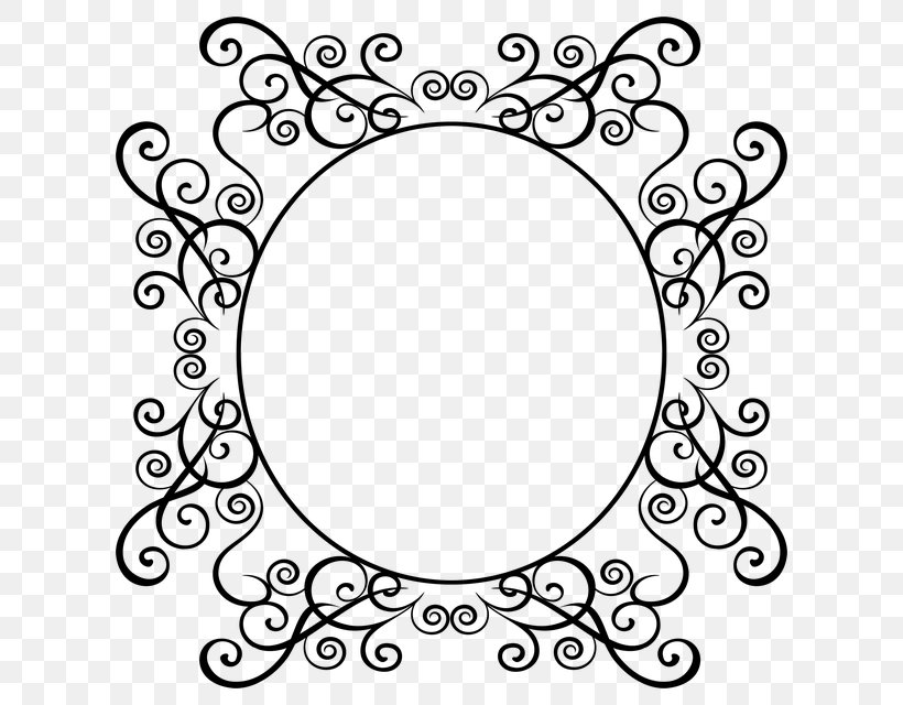 Borders And Frames Picture Frames Clip Art, PNG, 640x640px, Borders And Frames, Area, Black, Black And White, Decorative Arts Download Free