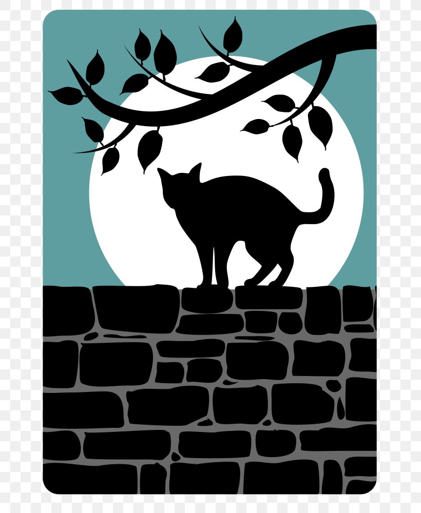 Black Cat Kitten Meow Plakat Naukowy, PNG, 707x1000px, Cat, Antler, Art, Black, Black And White Download Free