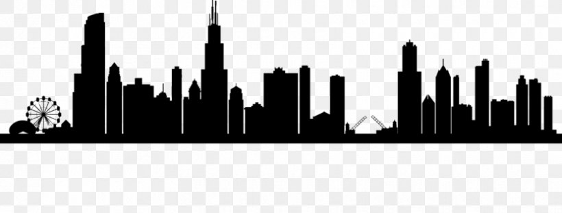 Chicago Skyline Drawing, PNG, 830x315px, Chicago, Art, Black And White