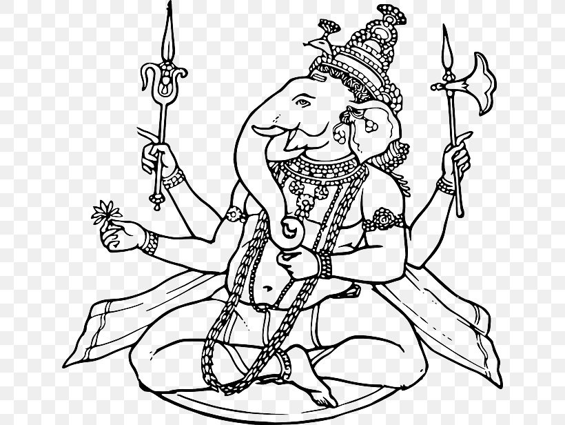 Ganesha Hinduism Shiva Religion Clip Art, PNG, 640x616px, Ganesha, Art, Black And White, Brahman, Buddhism And Hinduism Download Free