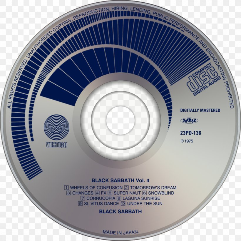 Compact Disc Black Sabbath Sabbath Bloody Sabbath Local Hero Technical Ecstasy, PNG, 1000x1000px, Watercolor, Cartoon, Flower, Frame, Heart Download Free