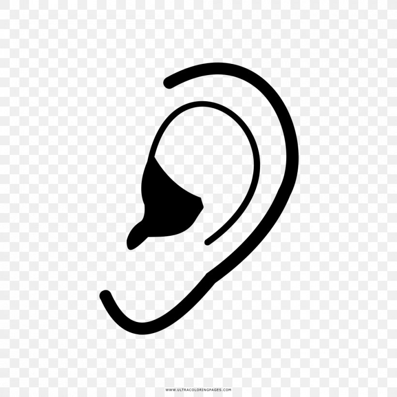Ear Drawing Coloring Book Auricle, PNG, 1000x1000px, Ear, Audio, Auricle, Black, Black And White Download Free