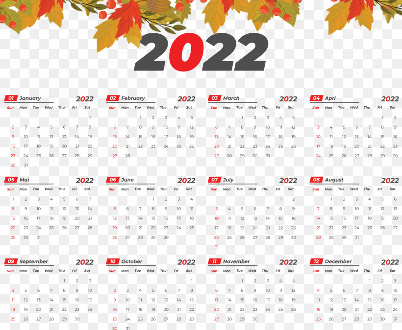 2022 Printable Yearly Calendar 2022 Calendar, PNG, 3000x2467px, Meer, Calendar System, Flat Design, Project, Vector Download Free