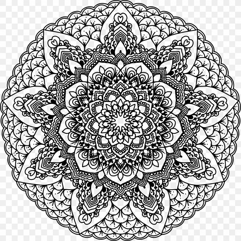 Mandala Coloring Book, PNG, 2306x2304px, Mandala, Black And White, Coloring Book, Doily, Doodle Download Free