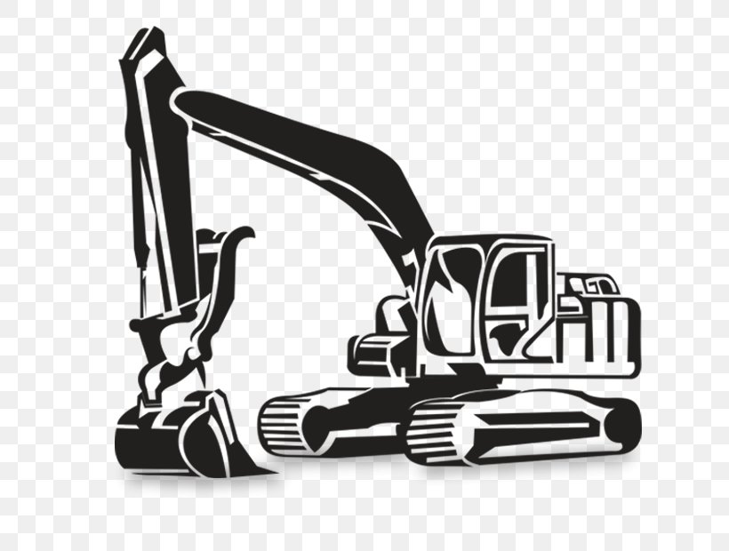 Excavator Backhoe Earthworks Machine Clip Art, PNG, 800x620px, Excavator, Backhoe, Black, Black And White, Brand Download Free