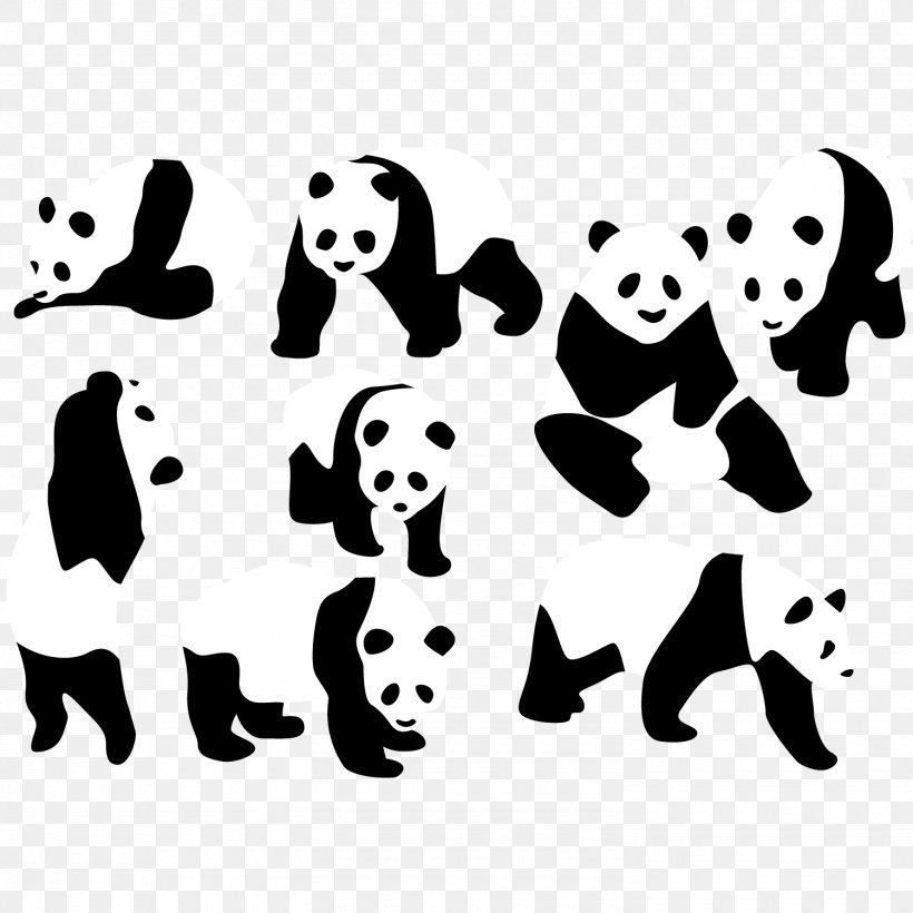 Panda Cow Giant Panda Silhouette Clip Art, PNG, 1500x1501px, Panda Cow, Black, Black And White, Carnivoran, Cartoon Download Free