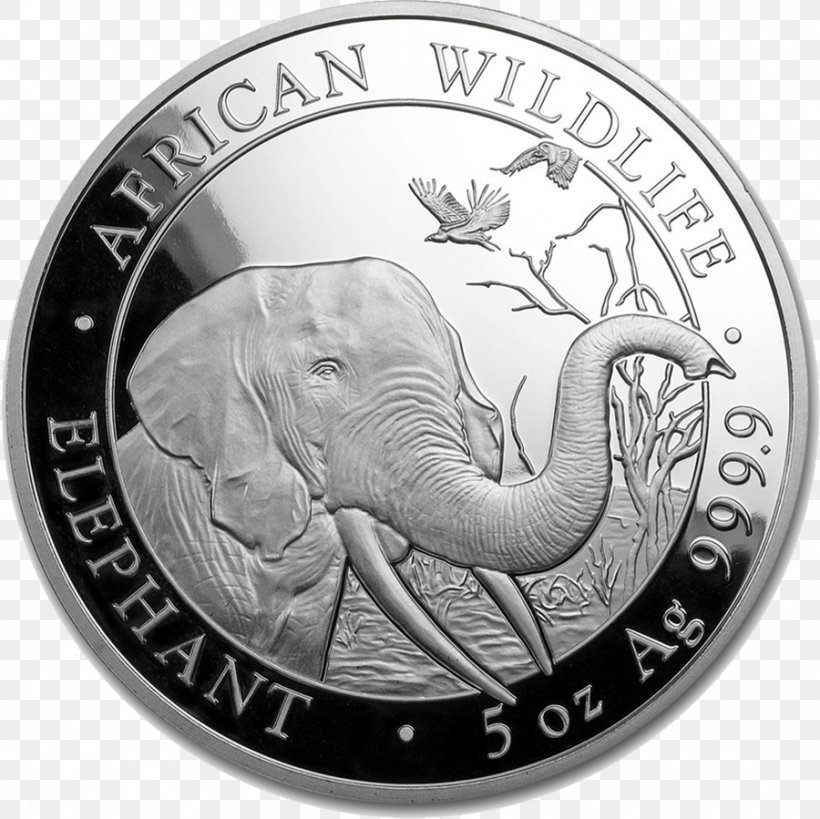 Somalia African Elephant Coin Silver Kilogram, PNG, 900x899px, Somalia, Africa, African Elephant, Animal, Black And White Download Free