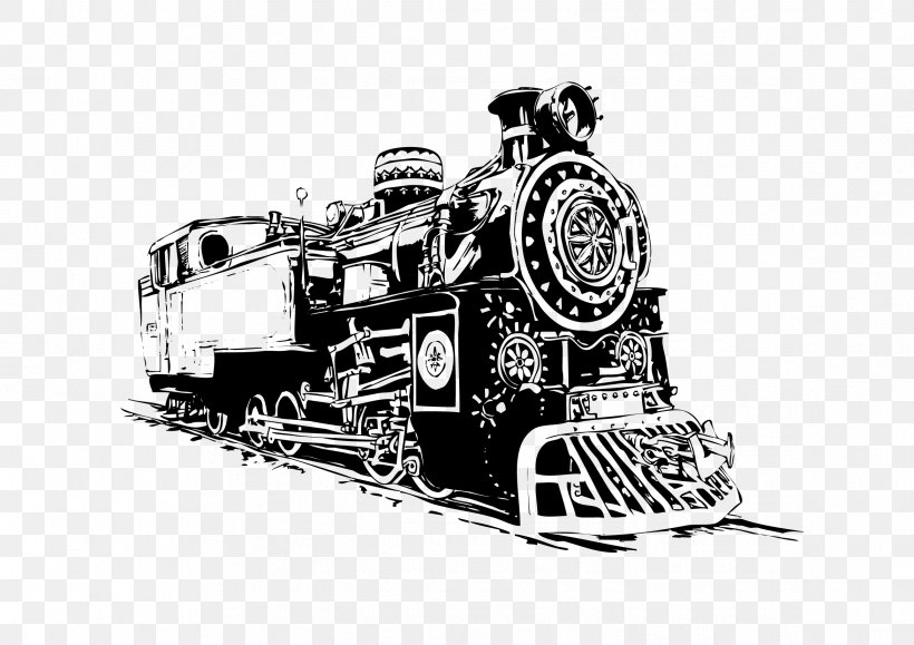 Train Rail Transport Steam Locomotive, PNG, 2339x1654px, Train, Black And White, Brand, Diesel Locomotive, Engine Download Free