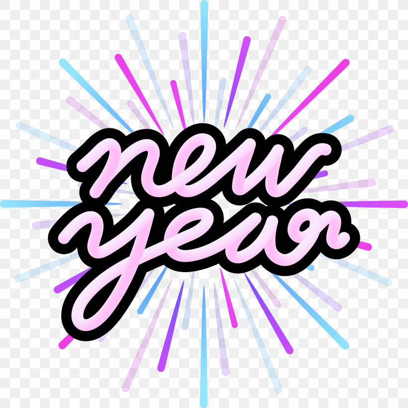 Happy New Year New Year, PNG, 3000x3000px, Happy New Year, Line, Logo, Magenta, New Year Download Free