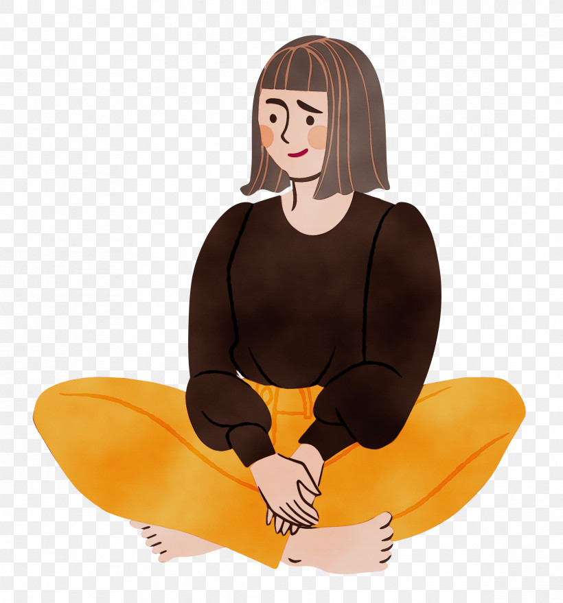 Cartoon Sitting, PNG, 2331x2500px, Sitting, Cartoon, Lady, Paint, Watercolor Download Free
