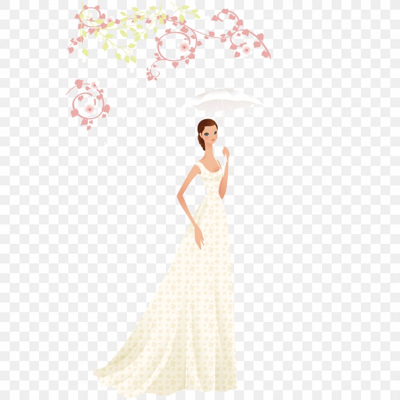 Wedding Dress Bride Euclidean Vector Wedding Photography, PNG, 1500x1500px, Watercolor, Cartoon, Flower, Frame, Heart Download Free