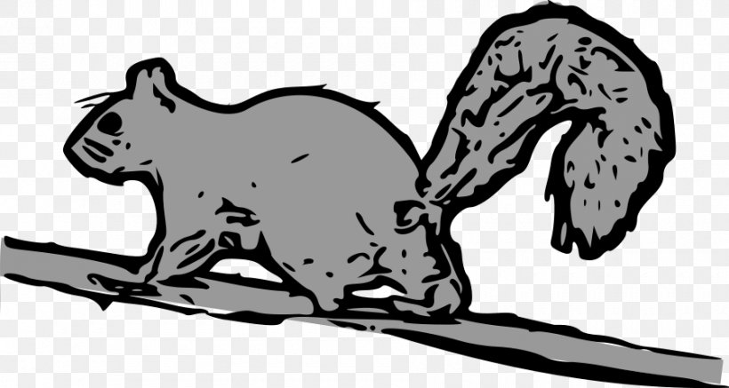 Tree Squirrel Eastern Gray Squirrel Clip Art, PNG, 900x480px, Squirrel, Artwork, Black, Black And White, Black Squirrel Download Free