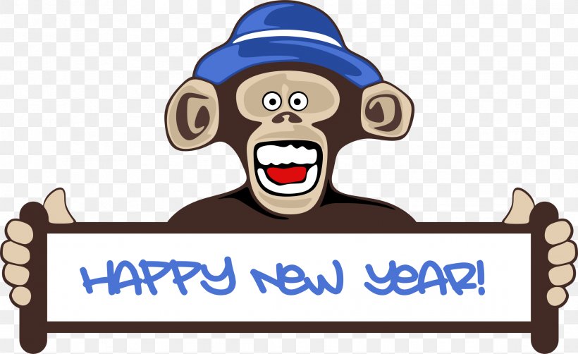 New Year's Day Chinese New Year Monkey Clip Art, PNG, 2322x1422px, New Year, Area, Cartoon, Chinese New Year, Gift Download Free