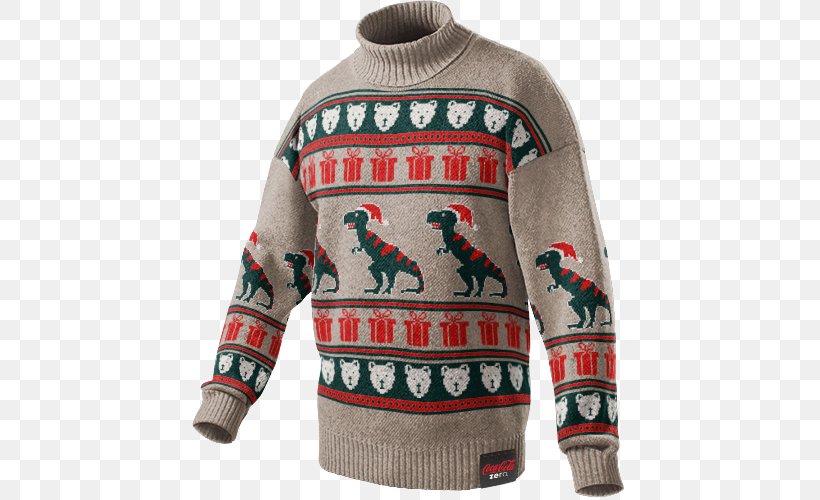 Sweater Christmas Jumper T-shirt Dinosaur, PNG, 500x500px, Sweater, Bluza, Christmas, Christmas Jumper, Cocacola Zero Sugar Download Free