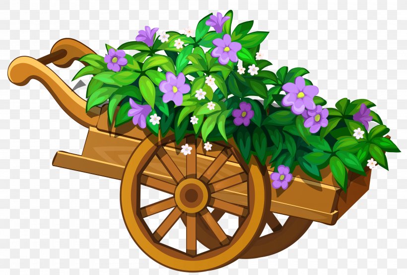 Wheelbarrow Flower Garden Flower Garden Clip Art, PNG, 4000x2702px, Wheelbarrow, Cdr, Cut Flowers, Flora, Floral Design Download Free