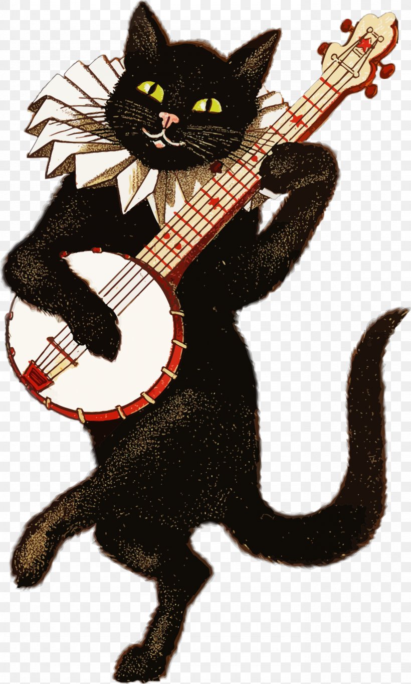Cat T-shirt Kitten Banjo Clip Art, PNG, 1385x2303px, Cat, Banjo, Banjo Guitar, Black Cat, Carnivoran Download Free