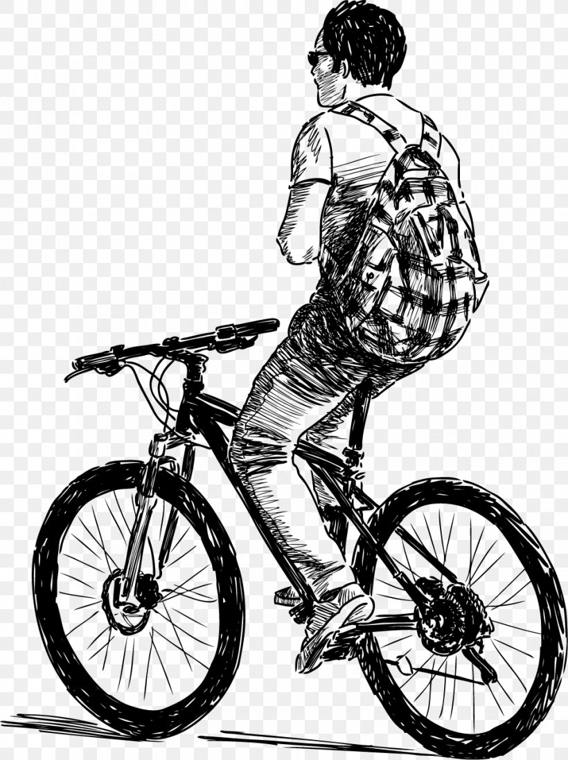 Cycling Bicycle Drawing, PNG, 967x1295px, Cycling, Art, Backpack, Bicycle, Bicycle Accessory Download Free