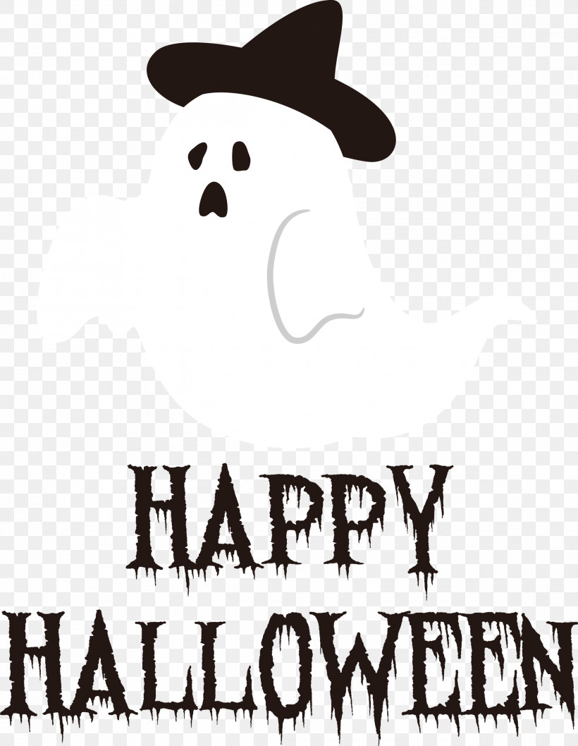 Happy Halloween, PNG, 2323x3000px, Happy Halloween, Behavior, Black, Black And White, Cartoon Download Free