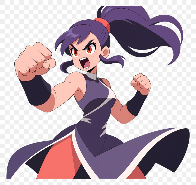 Pokemon Iris - Energetic Purple Martial Artist Girl PNG