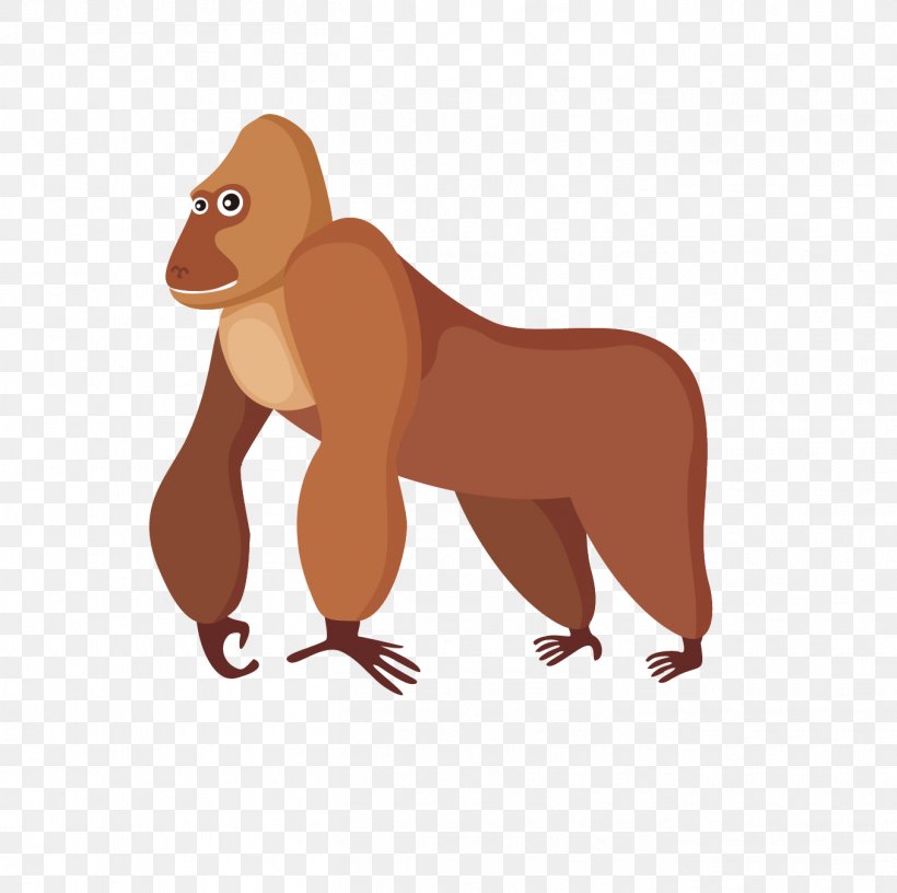 Orangutan Gorilla Ape Euclidean Vector, PNG, 1355x1350px, Orangutan, Animal, Animation, Ape, Beak Download Free