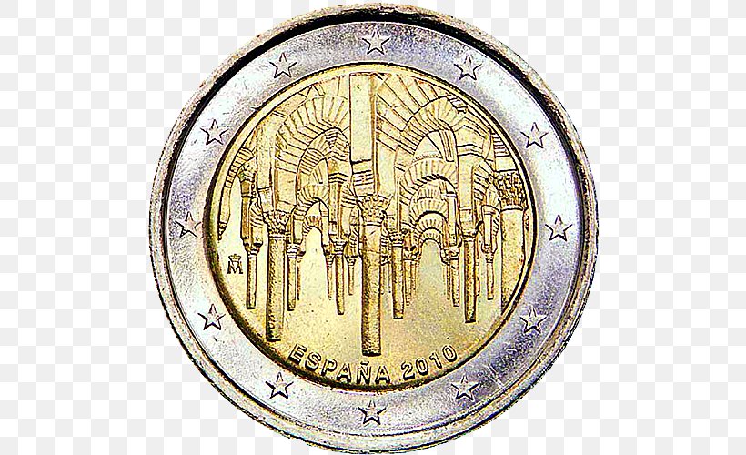 2 Euro Coin Spain 2 Euro Commemorative Coins, PNG, 500x500px, 2 Euro Coin, 2 Euro Commemorative Coins, Coin, Brass, Cent Download Free