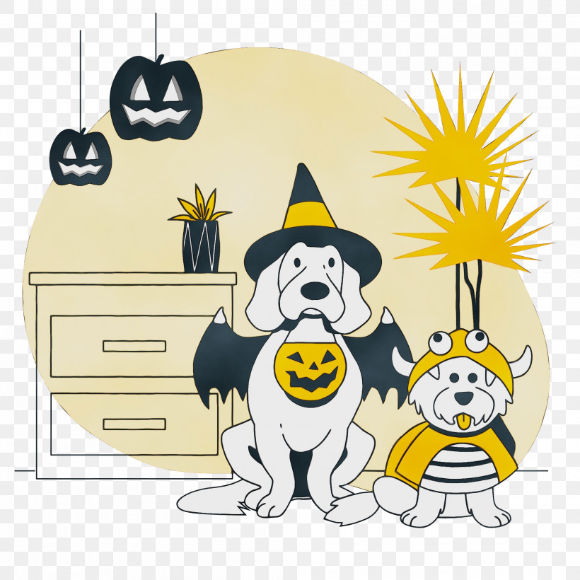 Dog Puppy Cartoon Yellow Flower, PNG, 2000x2000px, Halloween, Biology, Cartoon, Dog, Flower Download Free