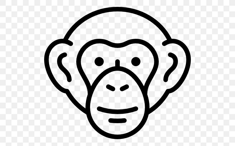 Chimpanzee Gorilla Ape, PNG, 512x512px, Chimpanzee, Animal, Ape, Area, Black And White Download Free