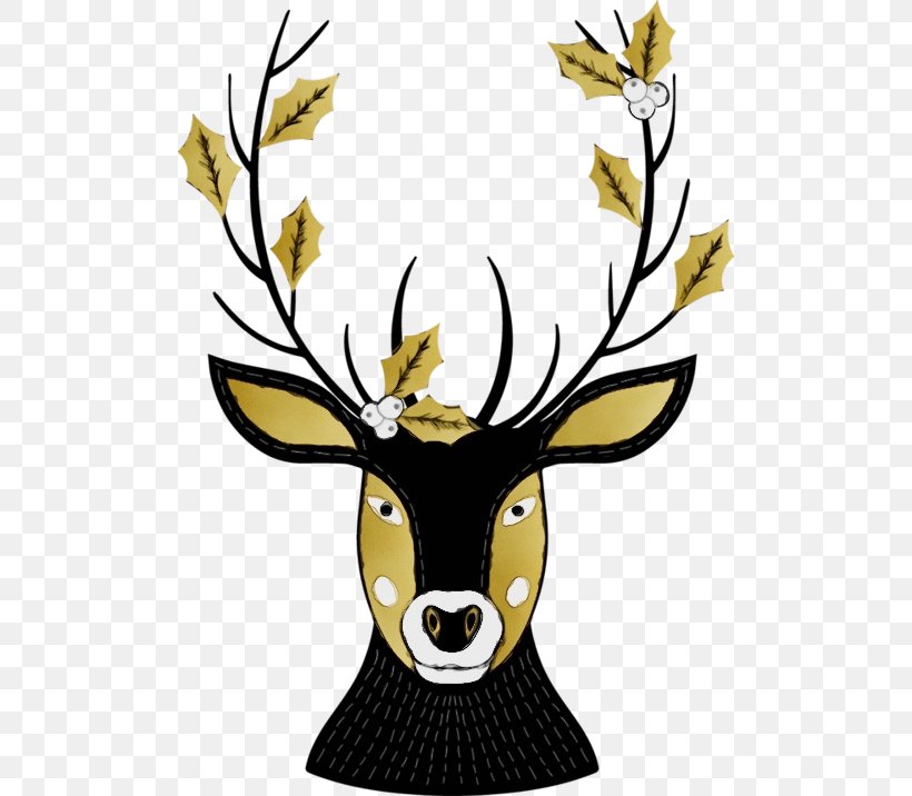 Reindeer, PNG, 500x716px, Watercolor, Antler, Deer, Elk, Horn Download Free