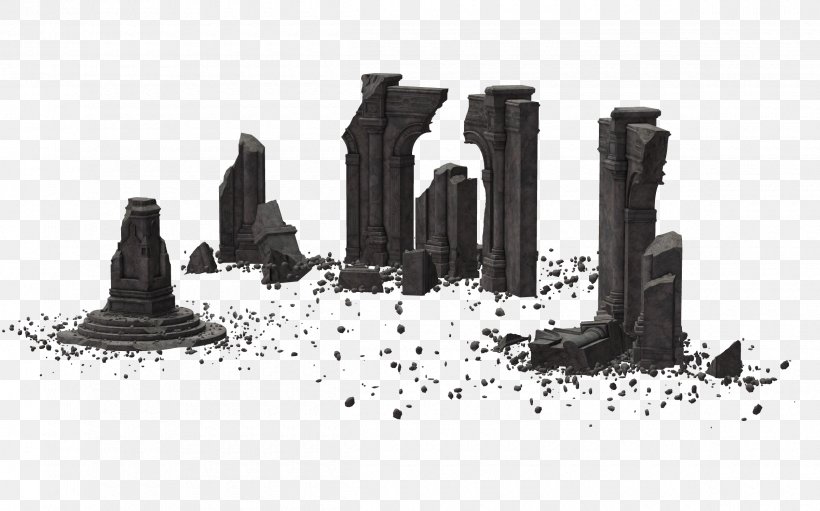Ruins Download Bookmark, PNG, 2400x1498px, Ruins, Black And White, Bookmark, Poser, Rendering Download Free