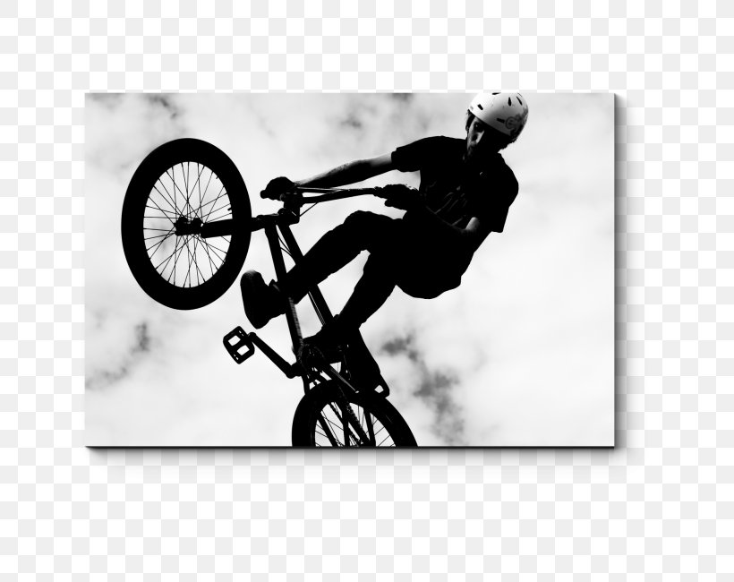 BMX Bike Silhouette Black And White Freestyle BMX Bicycle, PNG, 650x650px, Bmx Bike, Bicycle, Black And White, Bmx, Cycle Sport Download Free