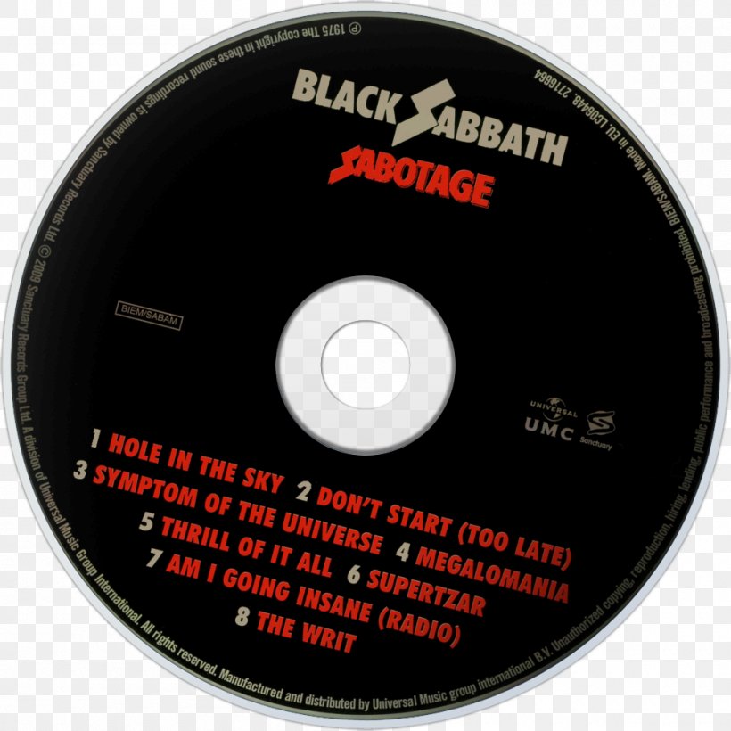 Compact Disc Black Box: The Complete Original Black Sabbath Album Sabotage, PNG, 1000x1000px, Watercolor, Cartoon, Flower, Frame, Heart Download Free
