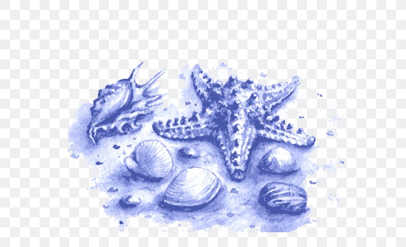Watercolor Painting Marine Biology Sea Illustration, PNG, 600x500px, Watercolor Painting, Blue, Blue And White Porcelain, Cartoon, Drawing Download Free