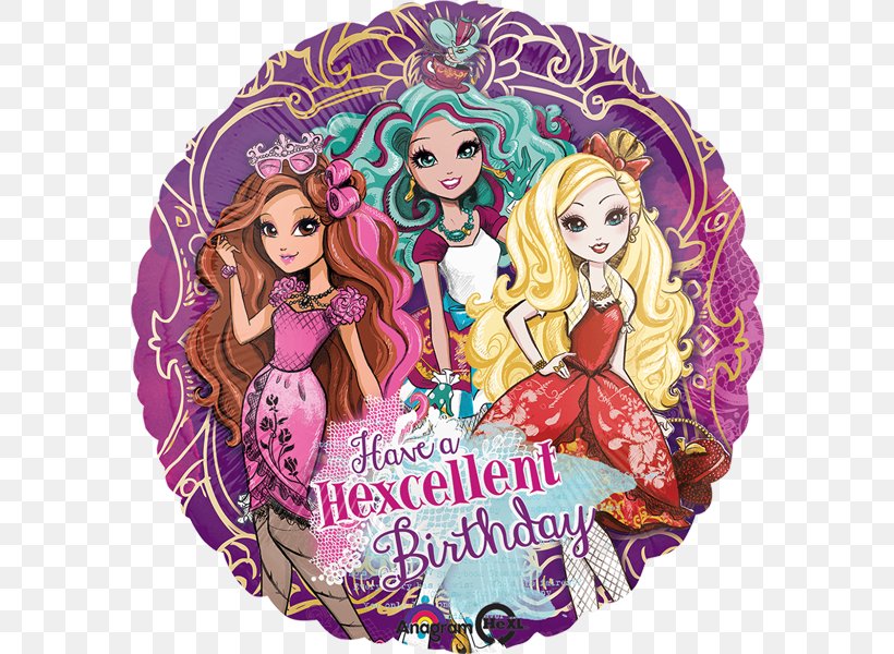 Balloon Birthday Ever After High Party Favor, PNG, 600x600px, Balloon, Birthday, Birthday Cake, Centrepiece, Doll Download Free