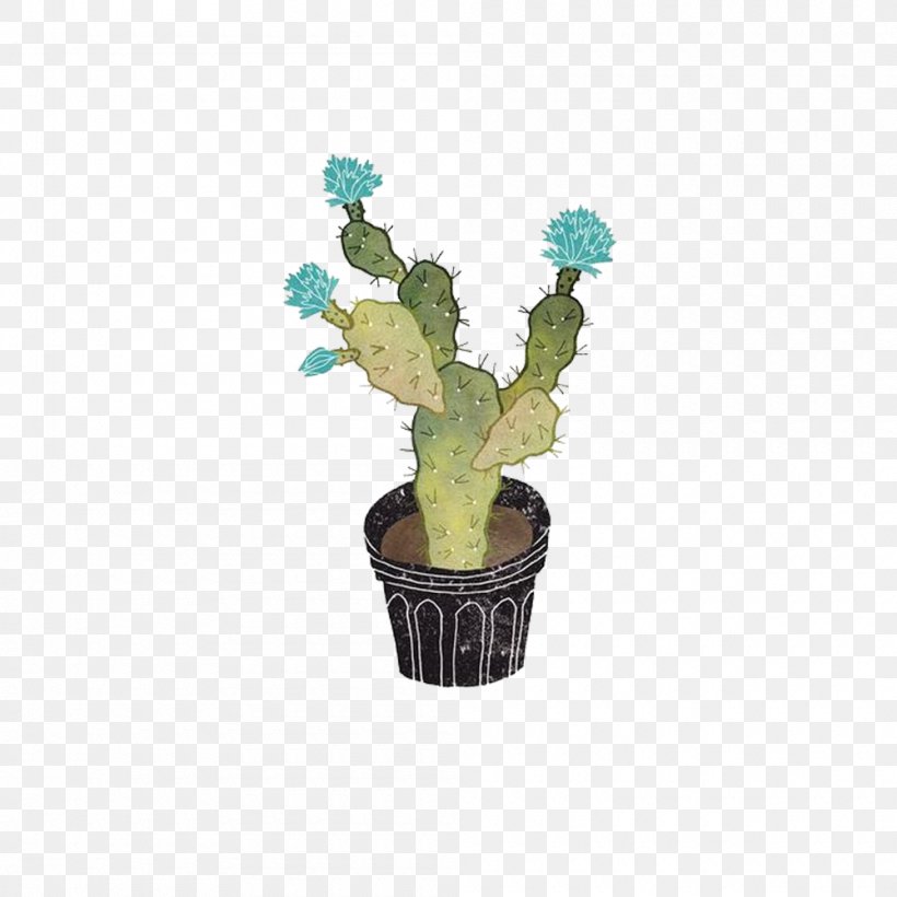 Cactaceae Plant Illustration, PNG, 1000x1000px, Cactaceae, Art, Drawing, Flowerpot, Houseplant Download Free