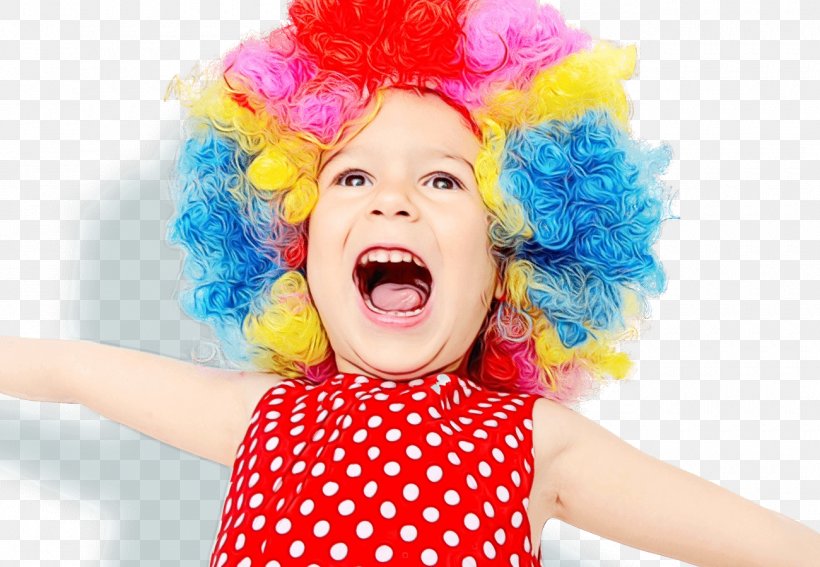 Facial Expression Child Clown Fun Wig, PNG, 1300x900px, Watercolor, Child, Clown, Costume, Facial Expression Download Free