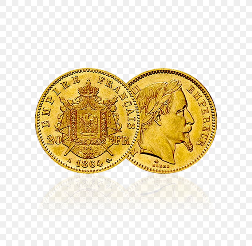 Gold Coin Gold Coin Napoléon French Franc, PNG, 800x800px, Coin, Coining, Commerzbank, Currency, Franc Download Free