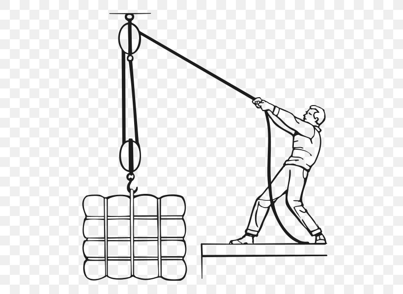 Block And Tackle Pulley Hoist Rope, PNG, 548x599px, Block And Tackle, Area, Arm, Black And White, Block Download Free
