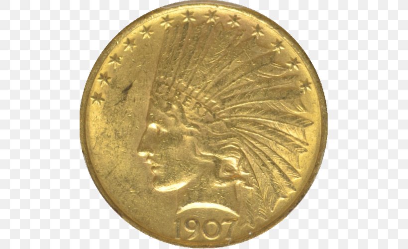 Gold Coin Indian Head Gold Pieces American Gold Eagle, PNG, 500x500px, Coin, American Gold Eagle, Brass, Coin Grading, Currency Download Free