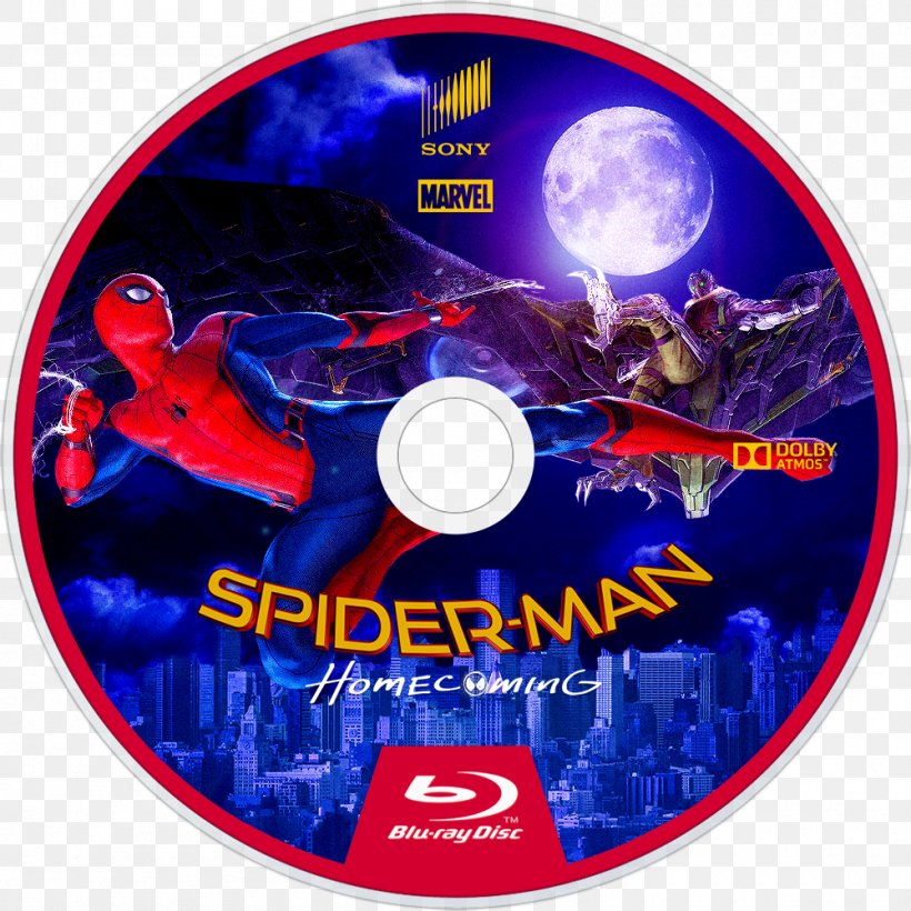 Spider-Man: Homecoming Film Series Blu-ray Disc DVD Compact Disc, PNG, 1000x1000px, 2017, Spiderman, Bluray Disc, Comic Book, Comics Download Free