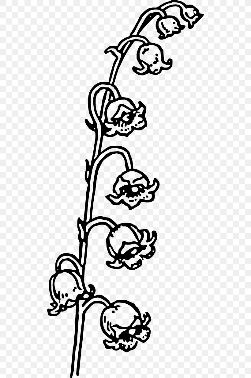 Lily Of The Valley Lilium Drawing Flower Clip Art, PNG, 512x1232px, Lily Of The Valley, Art, Black, Black And White, Branch Download Free