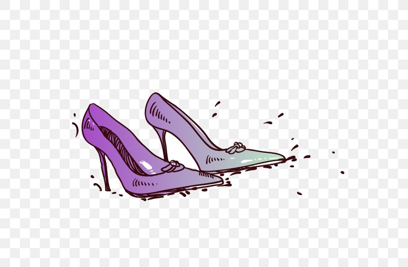 Purple High-heeled Footwear Shoe Drawing, PNG, 763x538px, Purple, Absatz, Boot, Designer, Drawing Download Free